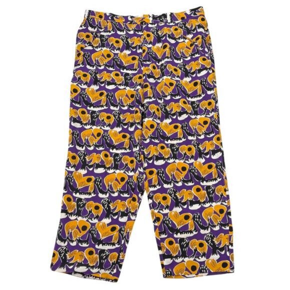 MARNI Silk Drop Crotch Cropped Pants Size 4 Purple Orange - Picture 3 of 10